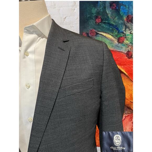 Lands End 46R 44x29 Gray Micro Houndstooth Men's 2-Piece Suit Stretch - Picture 4 of 16